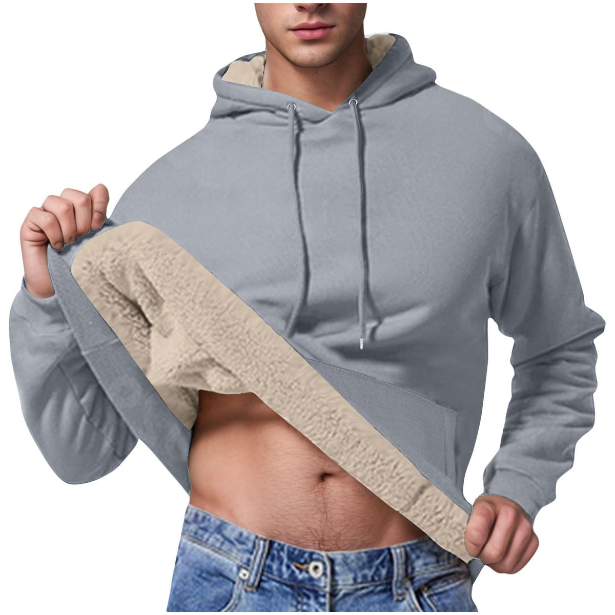 Sweat à Capuche Doublé Polaire pour Homme - Gris foncé