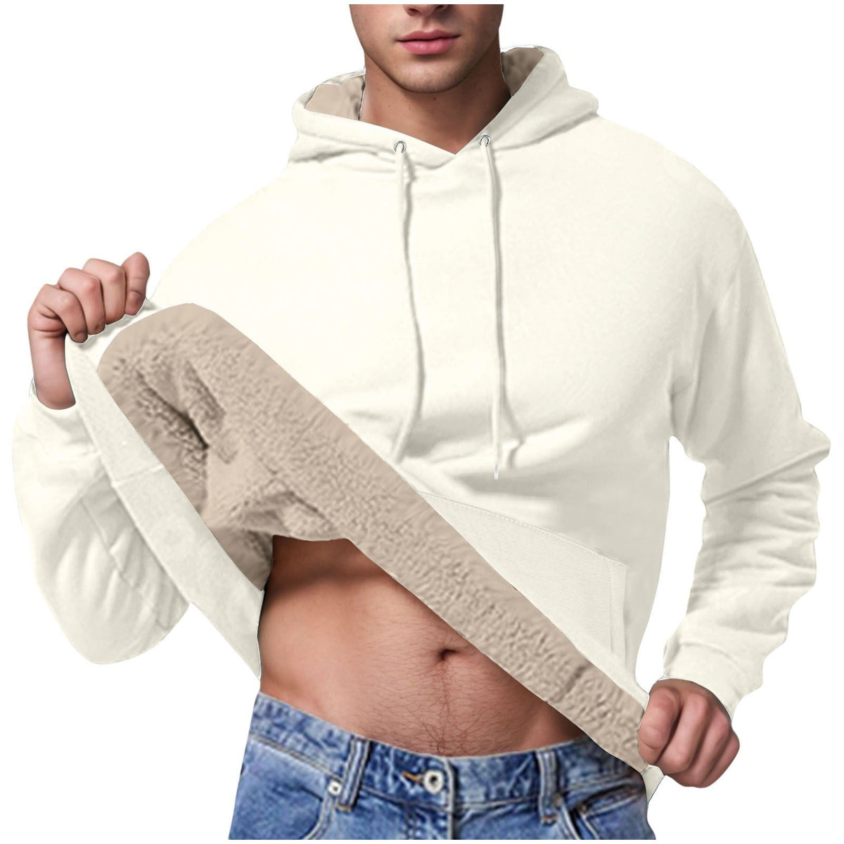 Sweat à Capuche Doublé Polaire pour Homme - Abricot
