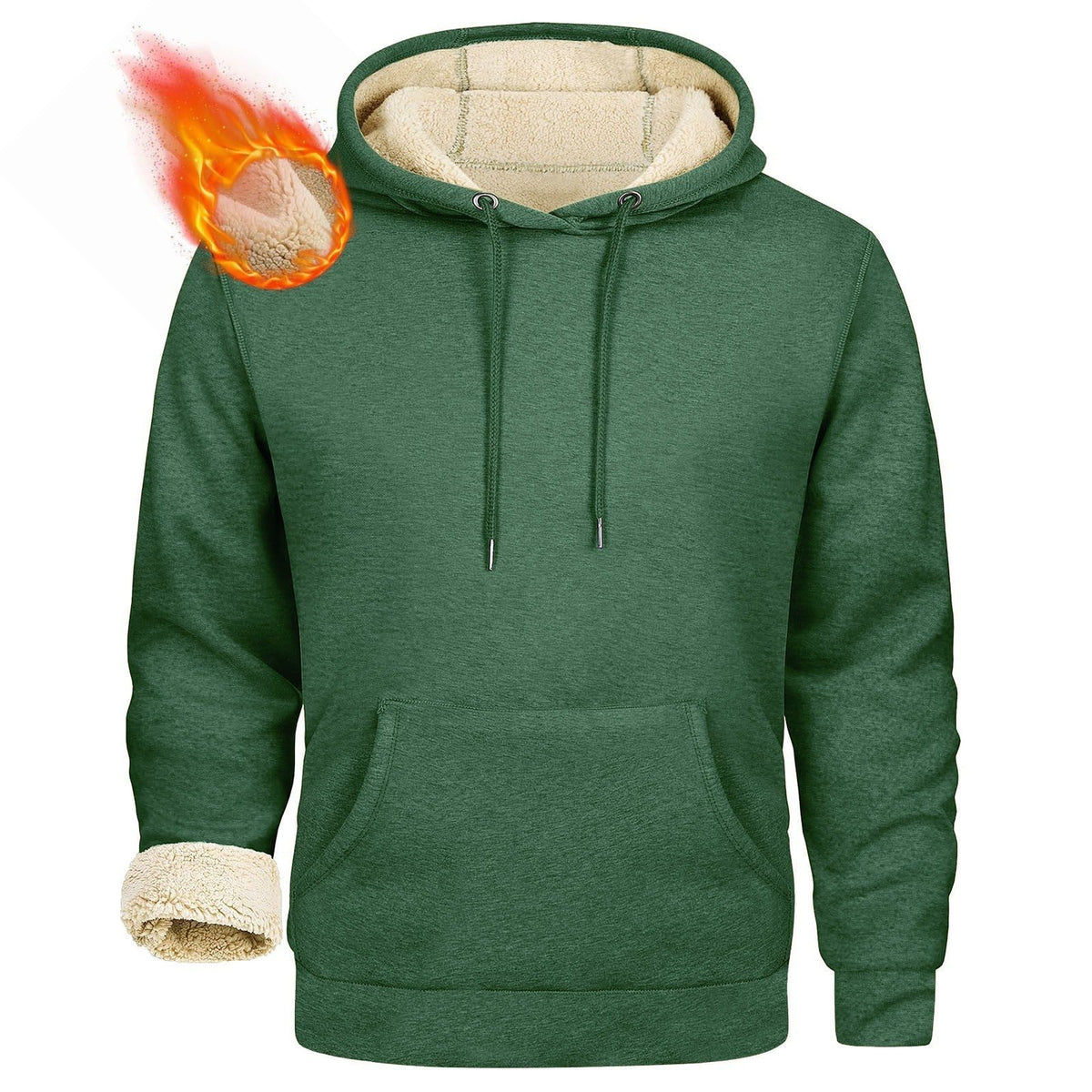 Sweat à Capuche Doublé Polaire pour Homme - Vert