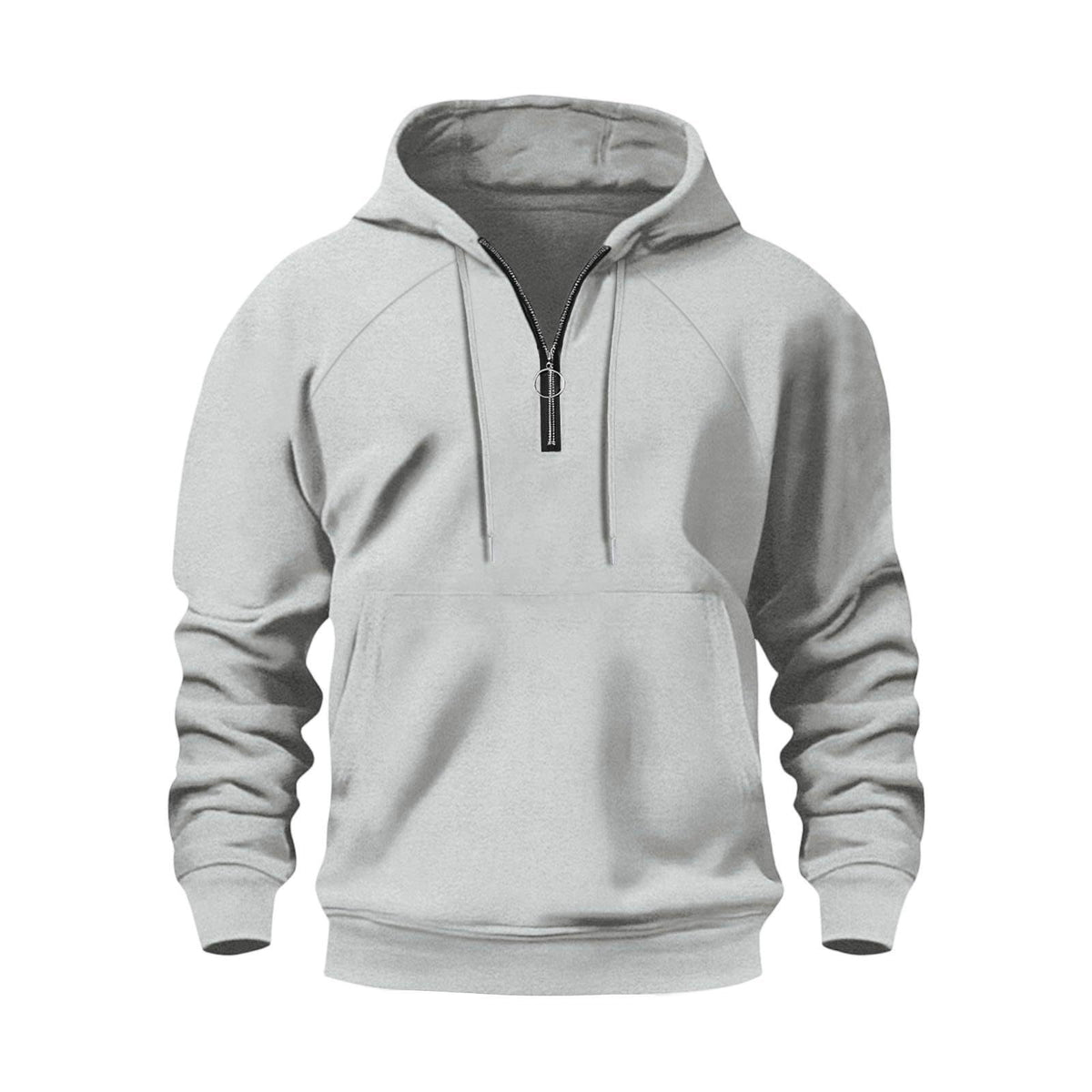 Sweat-Shirt à Capuche avec Demi-Fermeture Éclair pour Homme - Gris clair