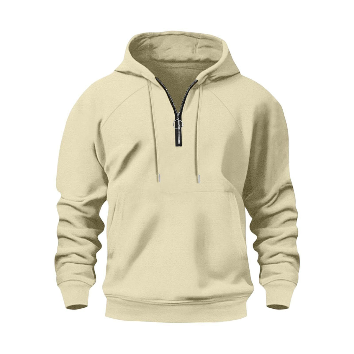 Sweat-Shirt à Capuche avec Demi-Fermeture Éclair pour Homme - Abricot