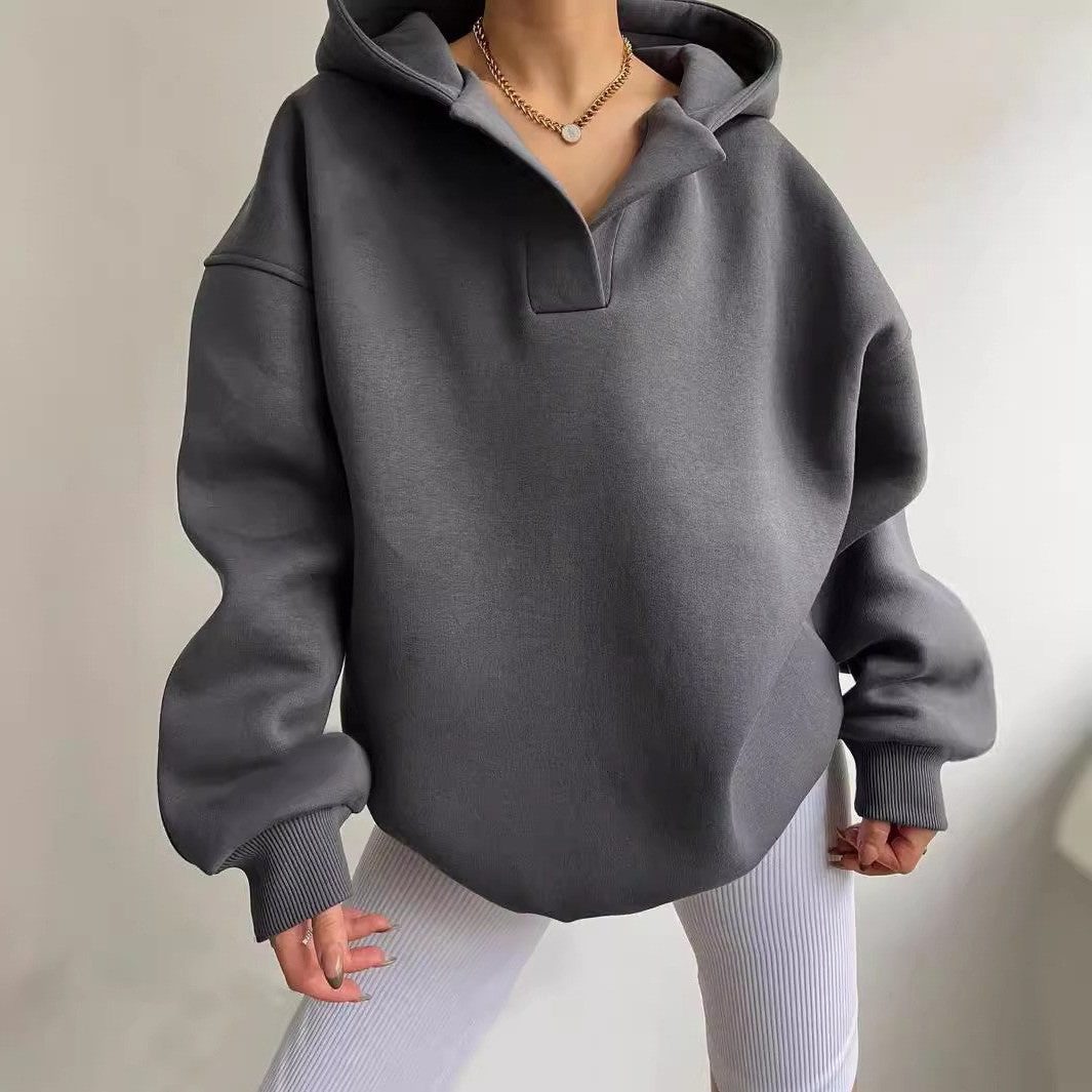 Sweat-shirt Oversize à Fermeture Éclair pour Femme - Gris foncé