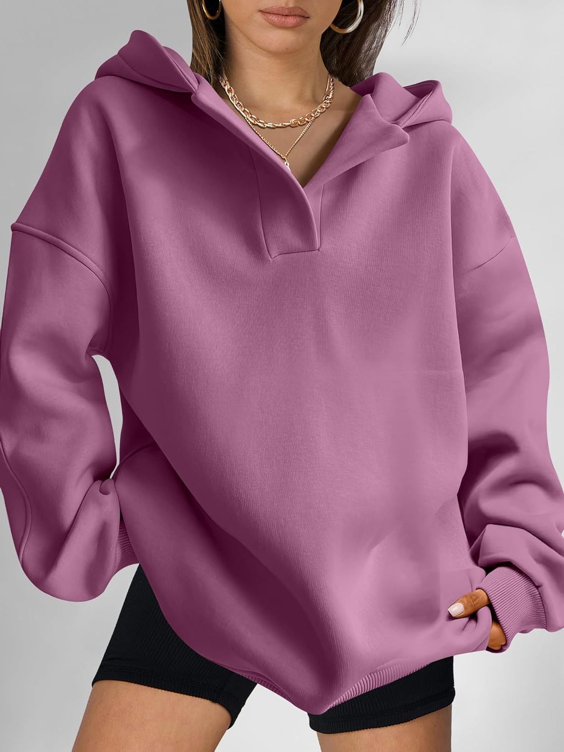 Sweat-shirt Oversize à Fermeture Éclair pour Femme - Lilas