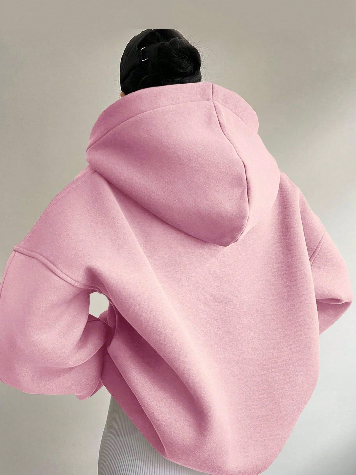 Sweat-shirt Oversize à Fermeture Éclair pour Femme - Rose