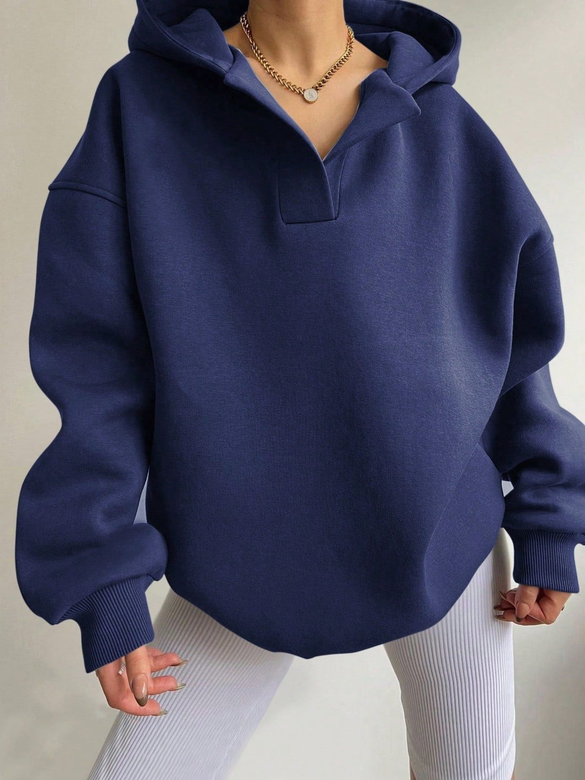 Sweat-shirt Oversize à Fermeture Éclair pour Femme - Bleu royal