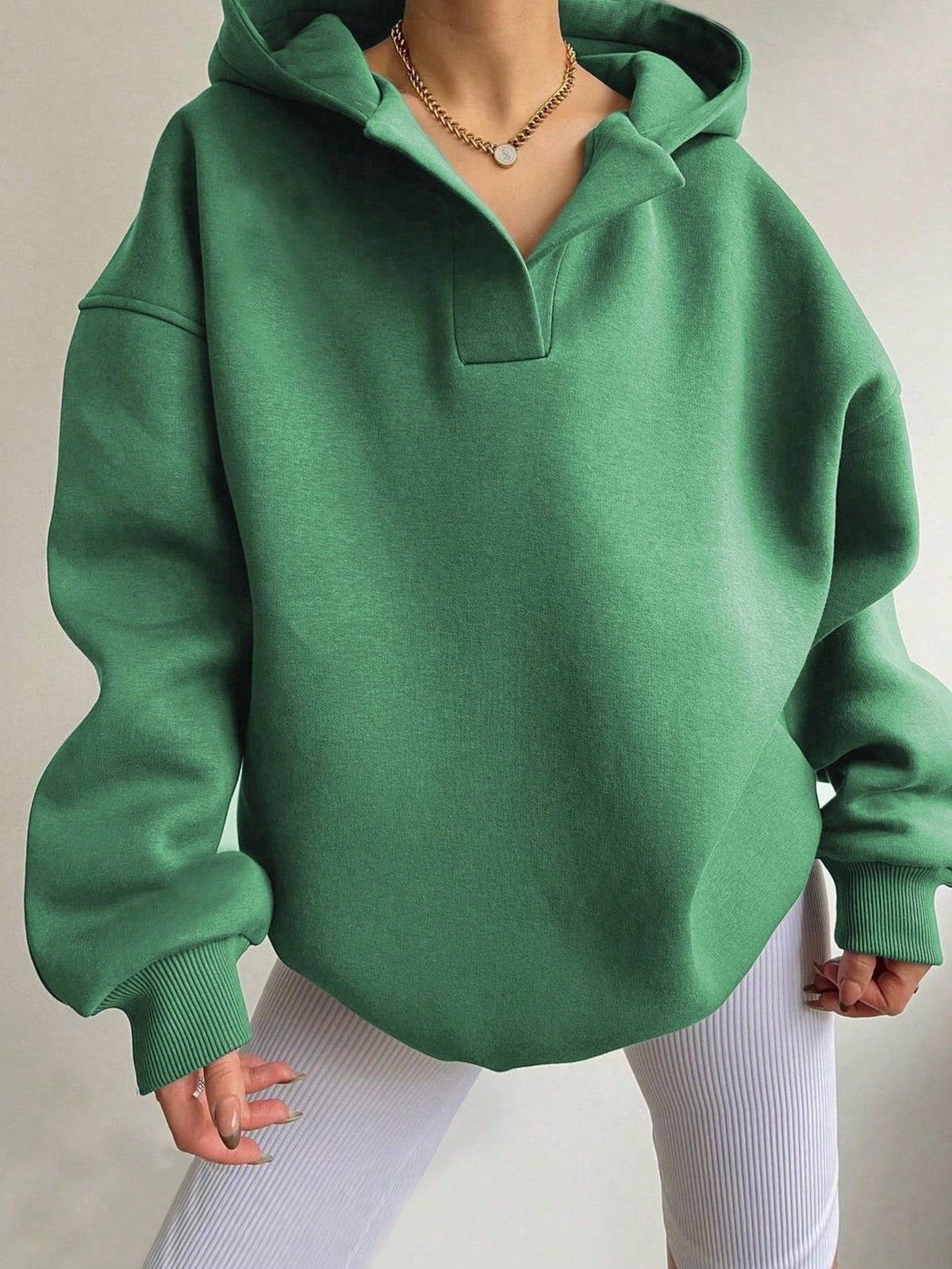 Sweat-shirt Oversize à Fermeture Éclair pour Femme - Vert