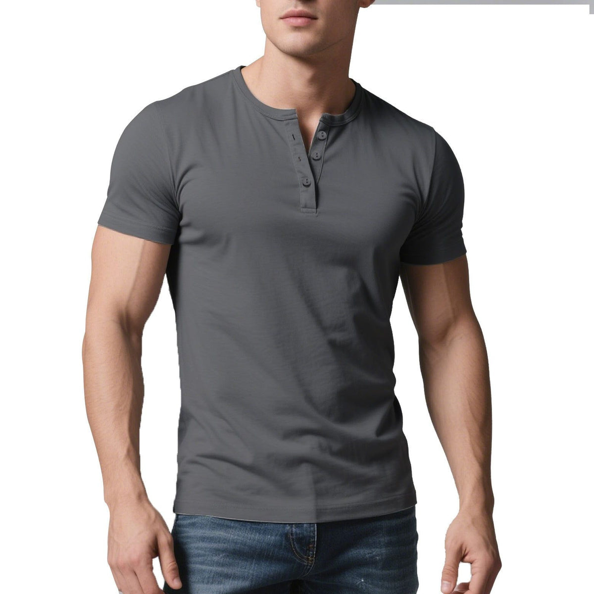 T-shirt Henley Coupe Slim avec Boutonnage pour Homme - View 3