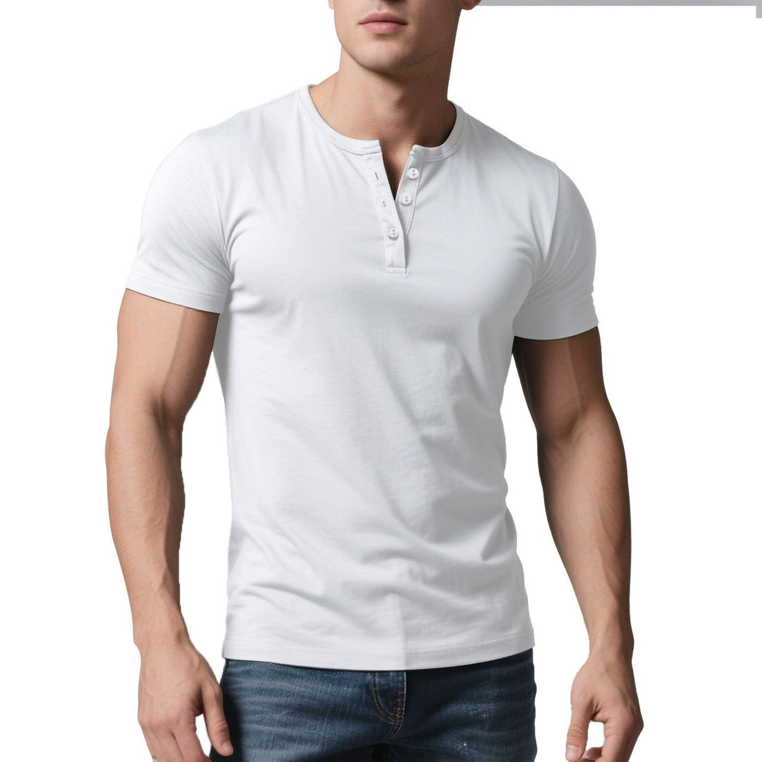 T-shirt Henley Coupe Slim avec Boutonnage pour Homme