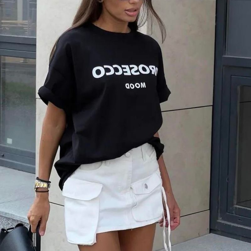 T-shirt Oversize Prosecco pour Femme - Noir