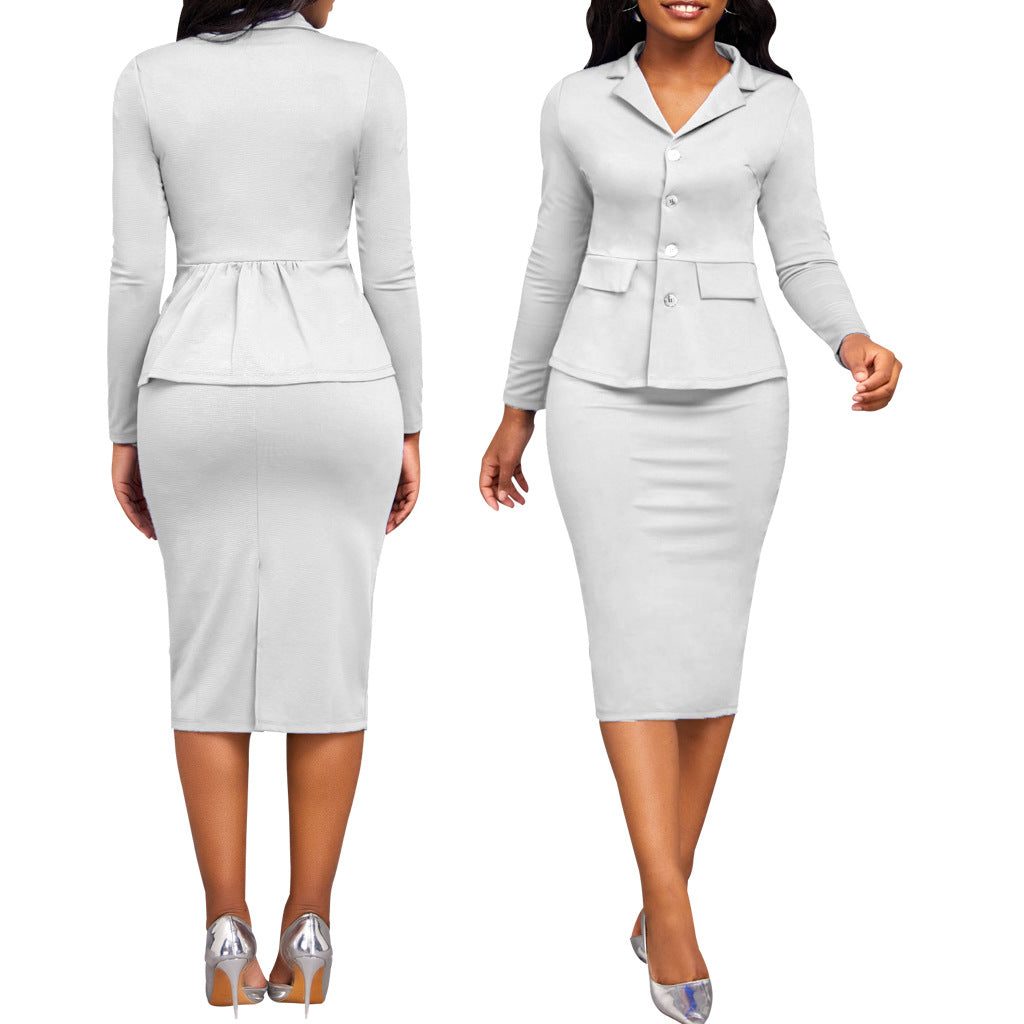 Tailleur-Pantalon Cramoisi à Manches Longues pour Femme