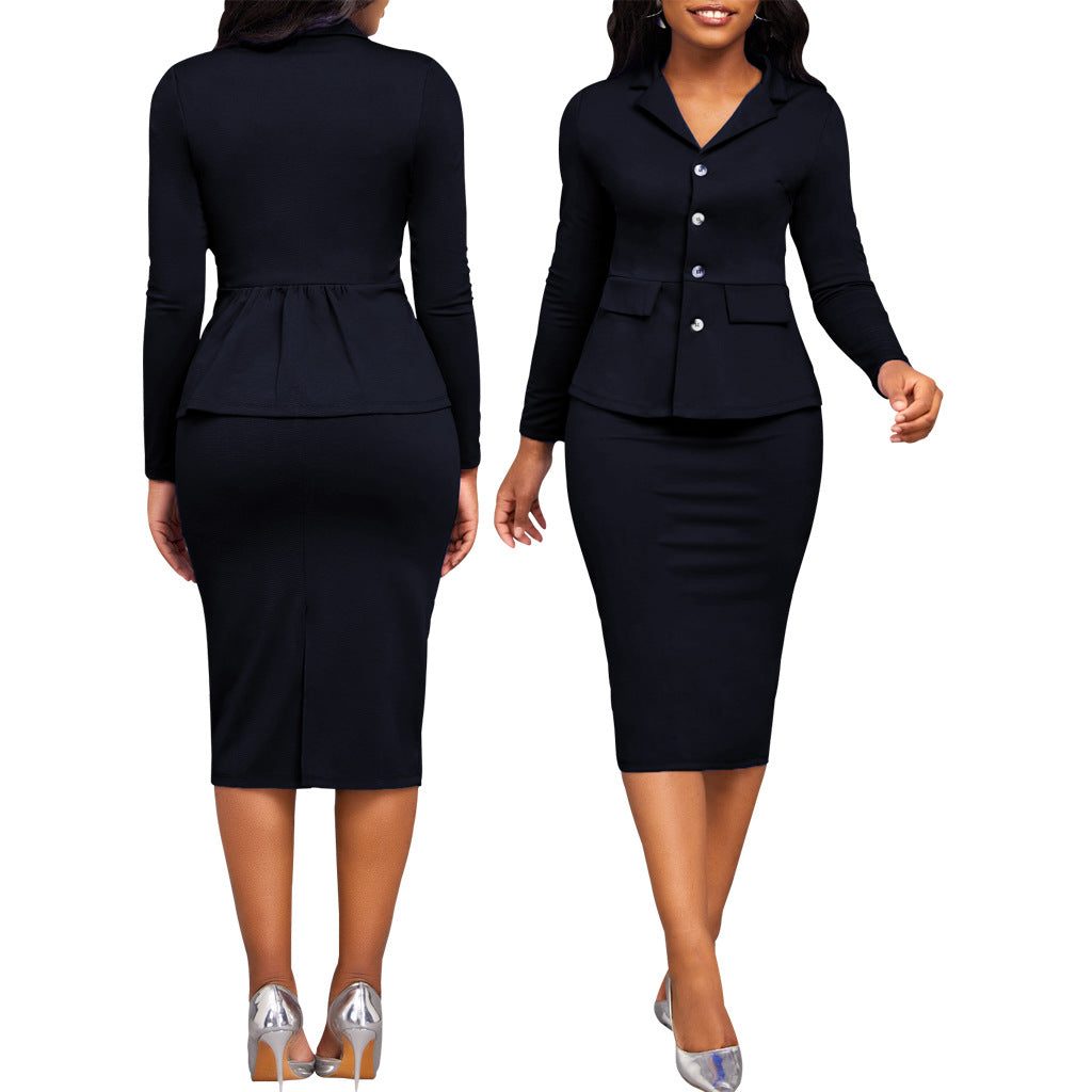 Tailleur-Pantalon Cramoisi à Manches Longues pour Femme - Bleu foncé - ÉPUISÉ