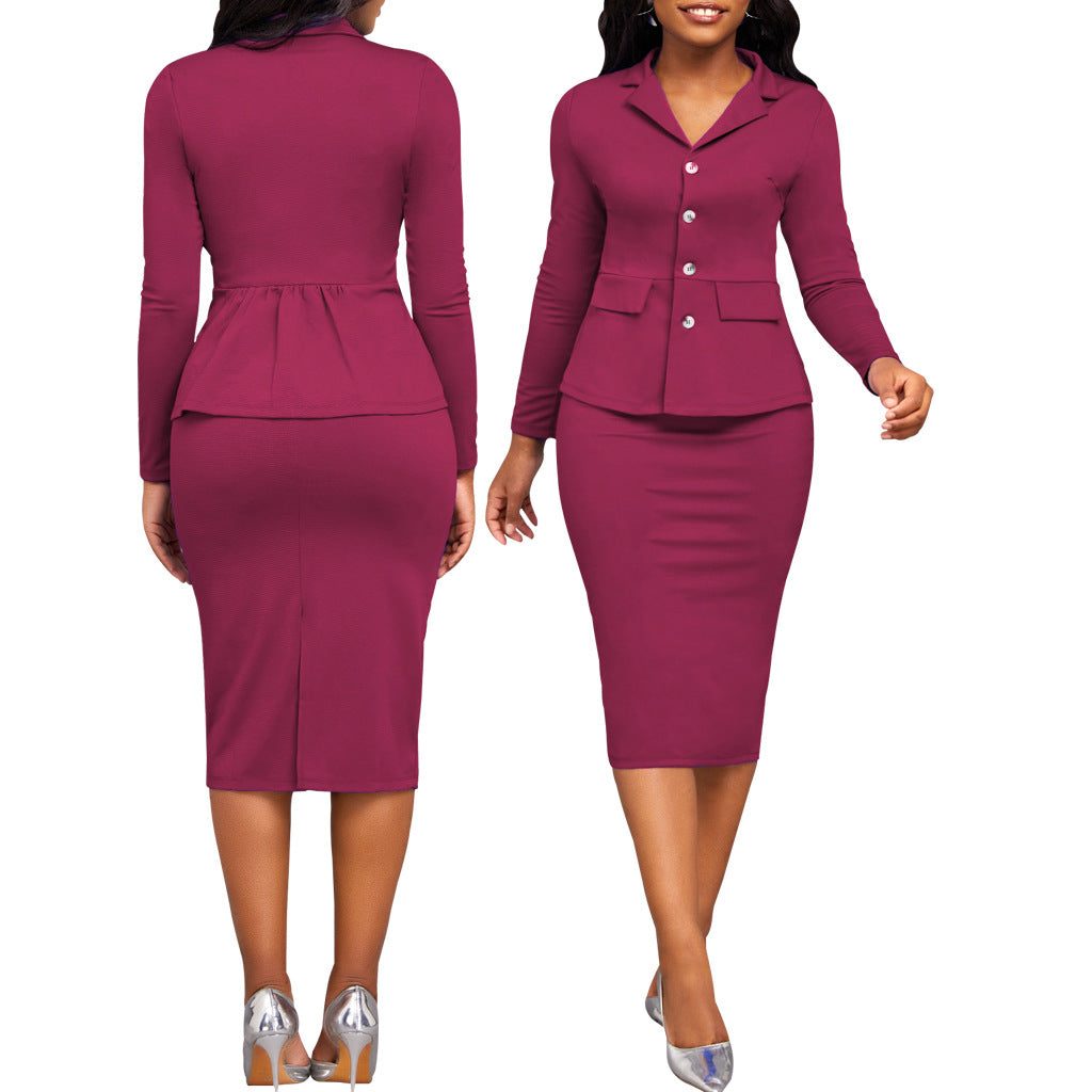 Tailleur-Pantalon Cramoisi à Manches Longues pour Femme - Rose - ÉPUISÉ