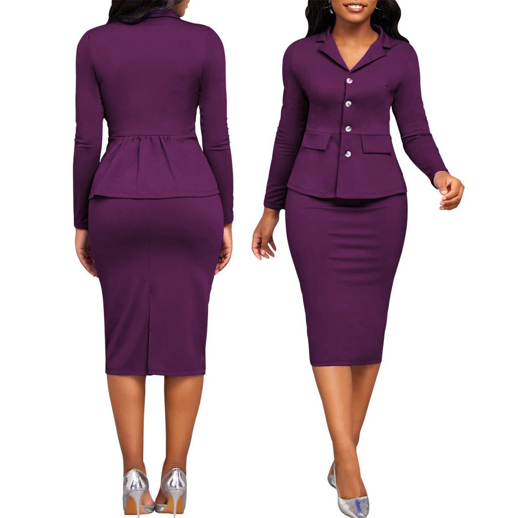 Tailleur-Pantalon Cramoisi à Manches Longues pour Femme - Violet - ÉPUISÉ