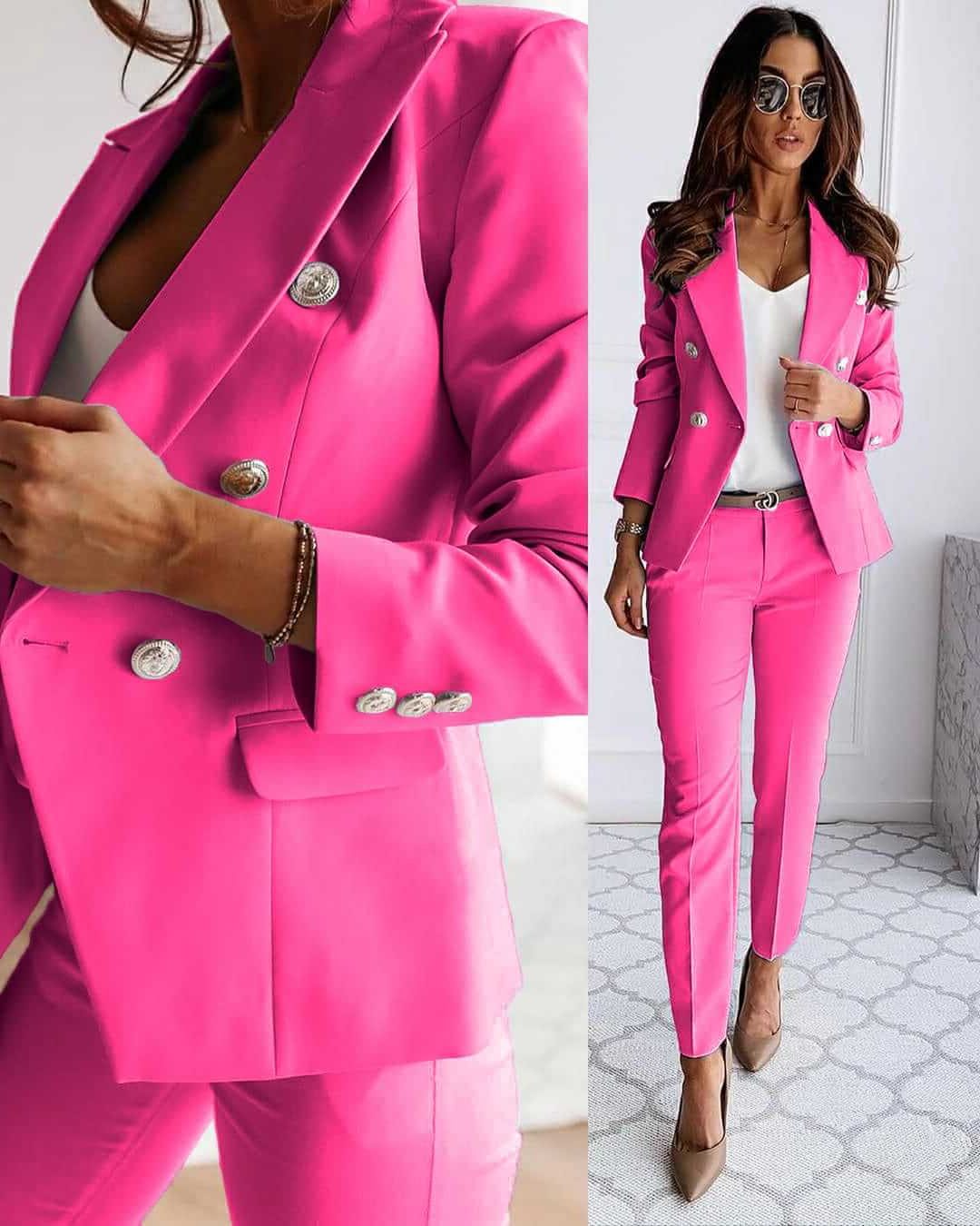 Tailleur-Pantalon Double Boutonnage pour Femme