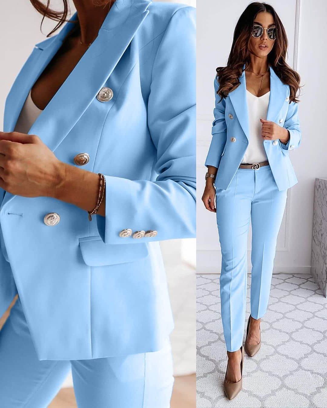 Tailleur-Pantalon Double Boutonnage pour Femme - View 3