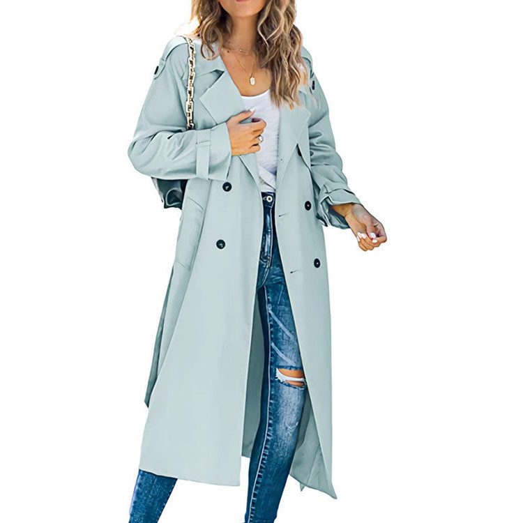 Trench Coat Double-Breasted Ceinturé pour Femme - View 2