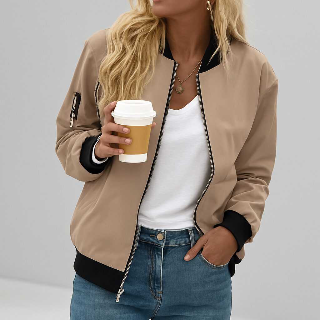 Veste Bomber avec Fermeture Éclair pour Femme
