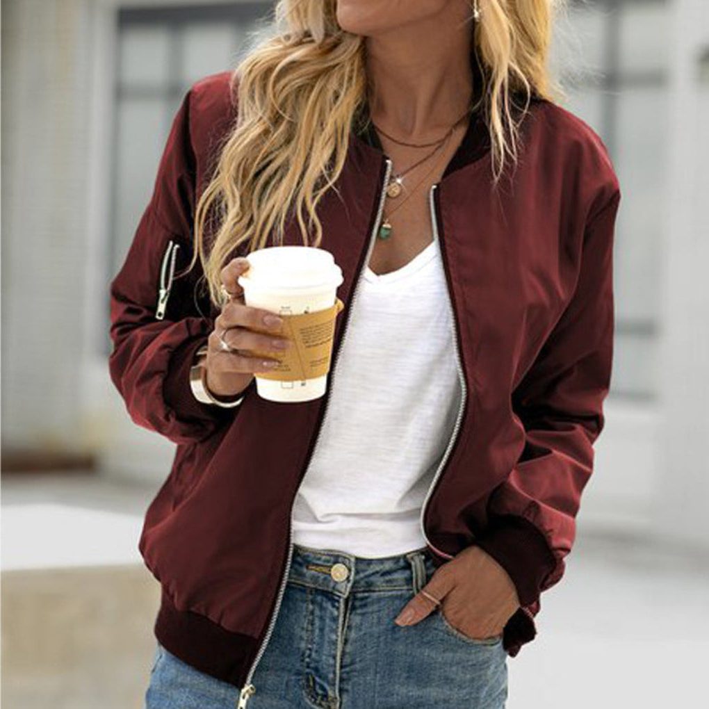 Veste Bomber avec Fermeture Éclair pour Femme