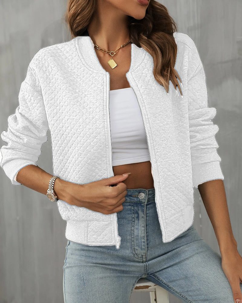 Veste Bomber Matelassée Zippée pour Femme - Blanc