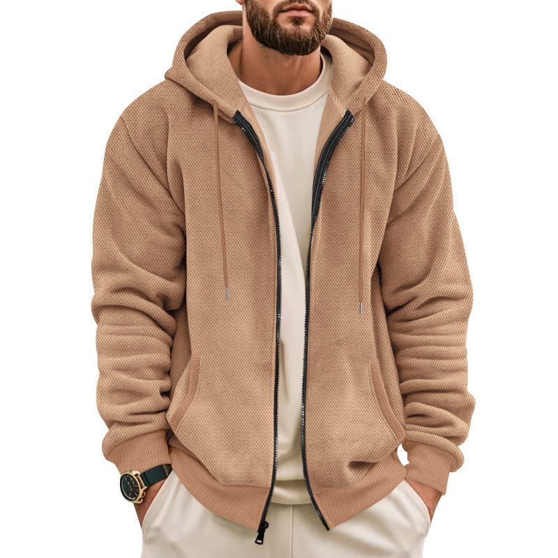 Veste à Capuche avec Fermeture Éclair pour Homme - Kaki