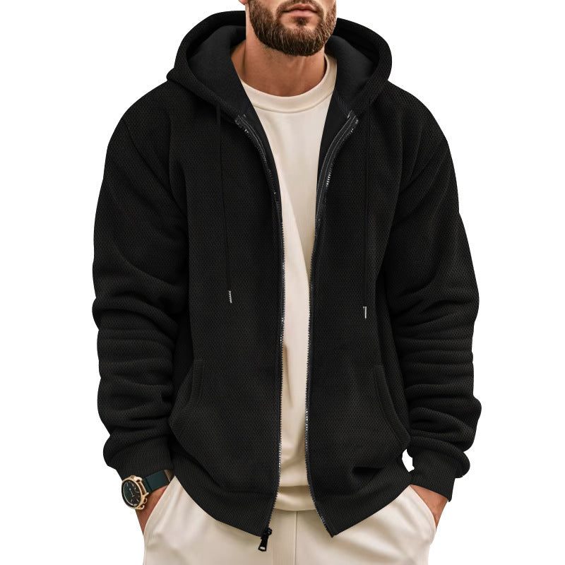 Veste à Capuche avec Fermeture Éclair pour Homme - Noir