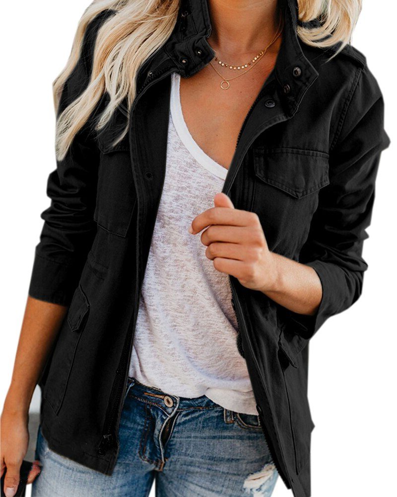 Veste Chemise à Manches Longues pour Femme - Noir