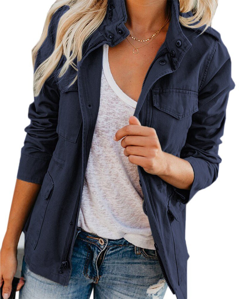 Veste Chemise à Manches Longues pour Femme - Bleu marine
