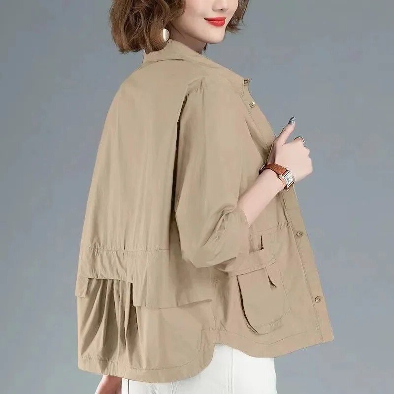 Veste Chemise Oversize avec Poches pour Femme - Kaki