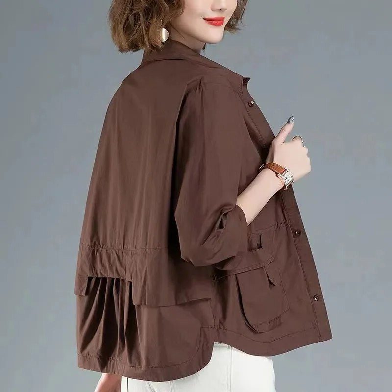 Veste Chemise Oversize avec Poches pour Femme - Marron