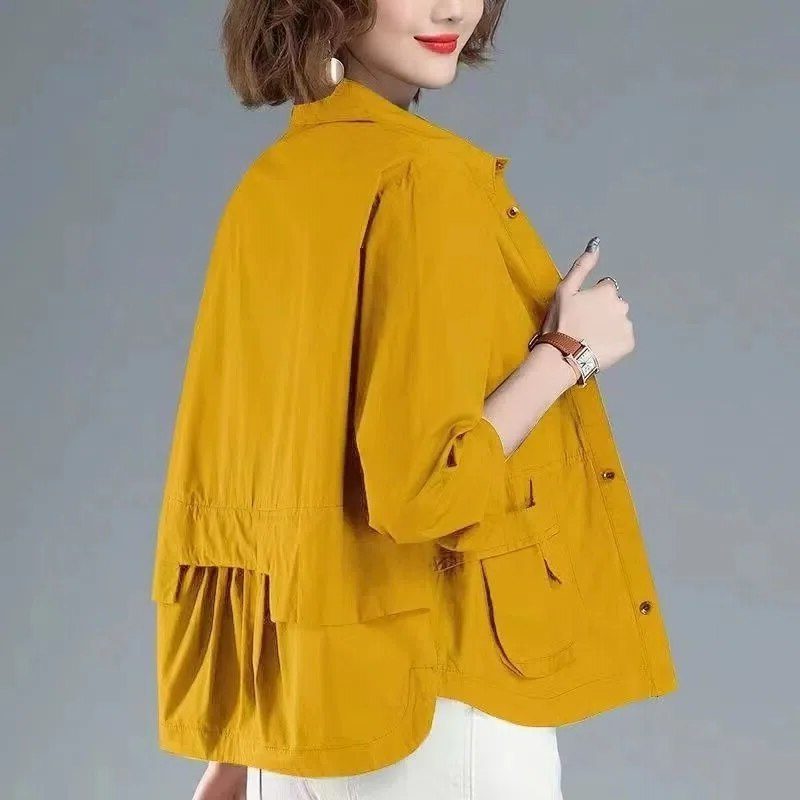 Veste Chemise Oversize avec Poches pour Femme - Jaune