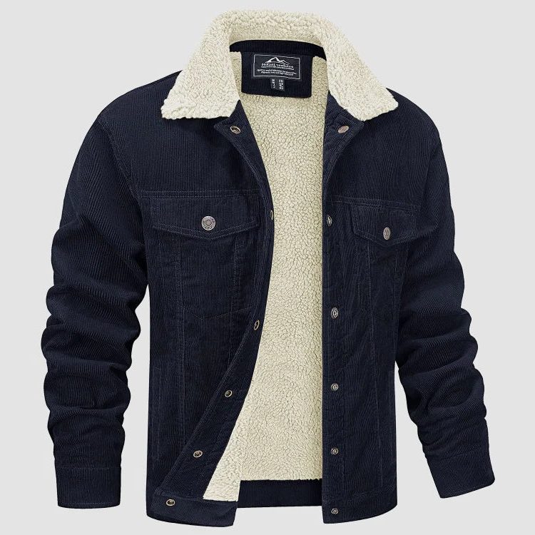 Veste en Velours Côtelé avec Col Chemise en Mouton pour Homme