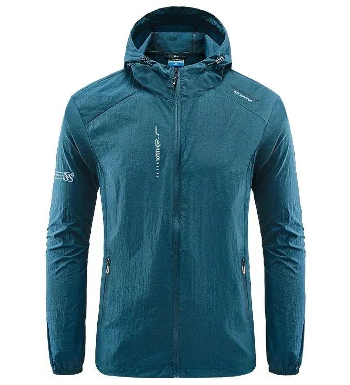 Veste Coupe-Vent avec Capuche et Fermeture Éclair pour Homme