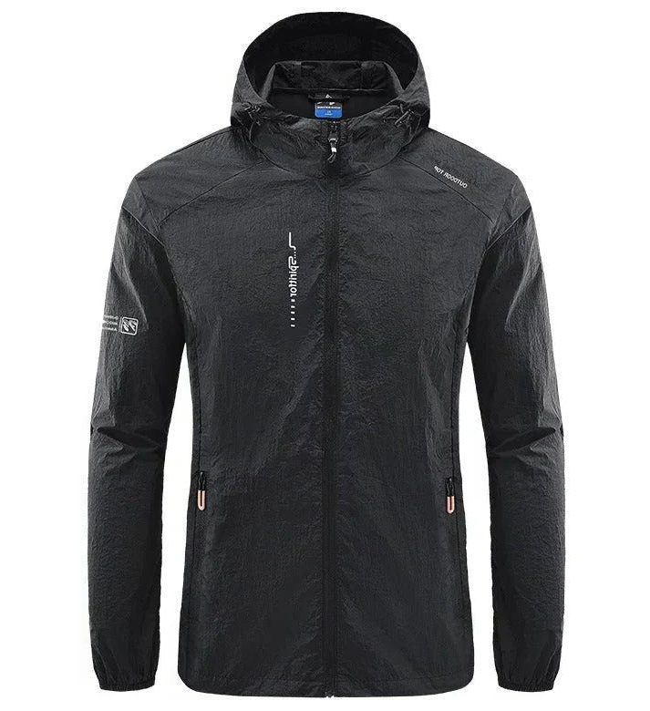 Veste Coupe-Vent avec Capuche et Fermeture Éclair pour Homme - Noir