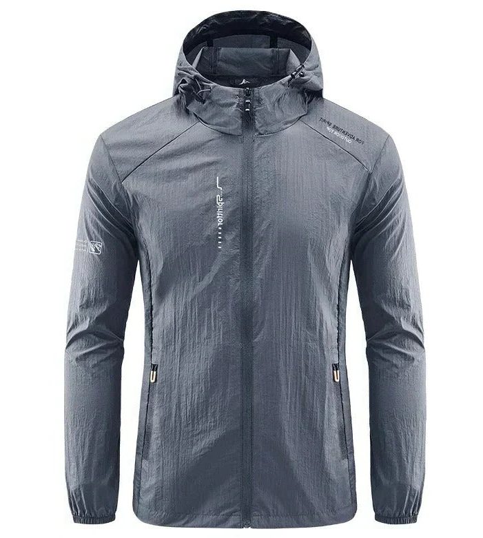 Veste Coupe-Vent avec Capuche et Fermeture Éclair pour Homme - Gris foncé