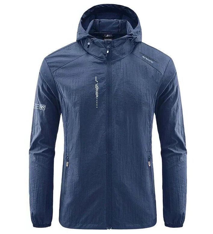 Veste Coupe-Vent avec Capuche et Fermeture Éclair pour Homme - Bleu foncé