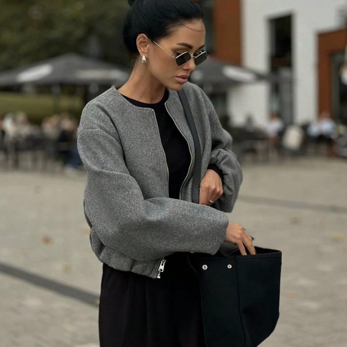 Veste Courte à Manches Voluminantes pour Femme