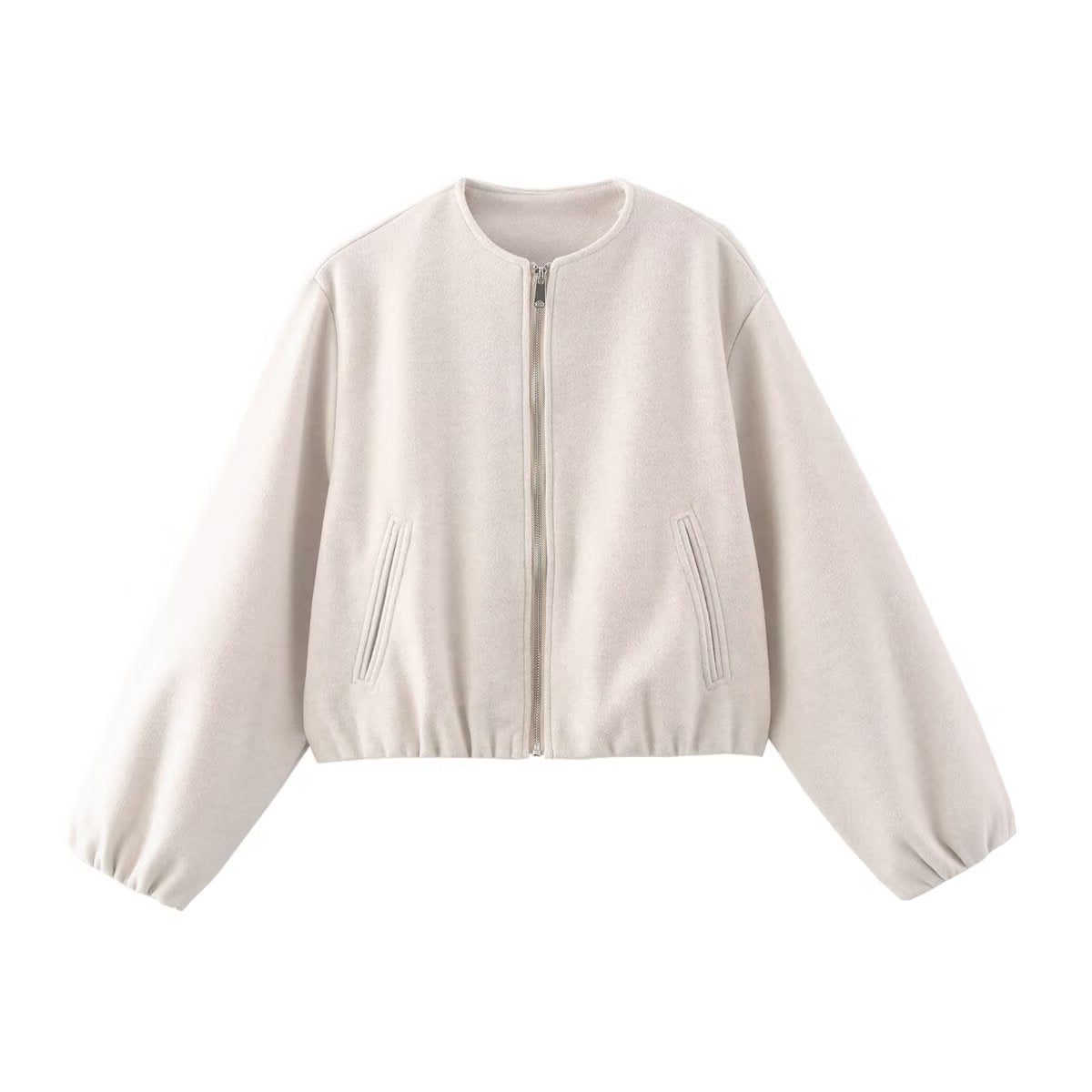 Veste Courte à Manches Voluminantes pour Femme - Crème