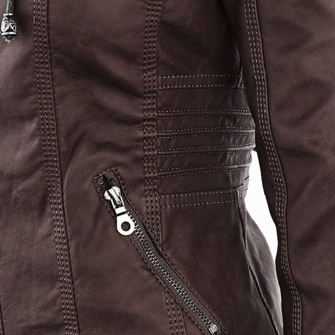 Veste en Cuir avec Capuche Amovible pour Femme - View 13