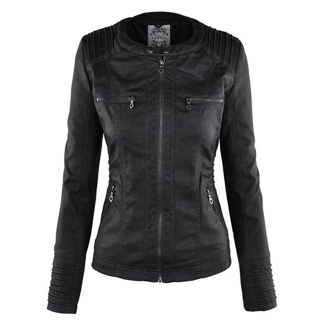 Veste en Cuir avec Capuche Amovible pour Femme - View 4
