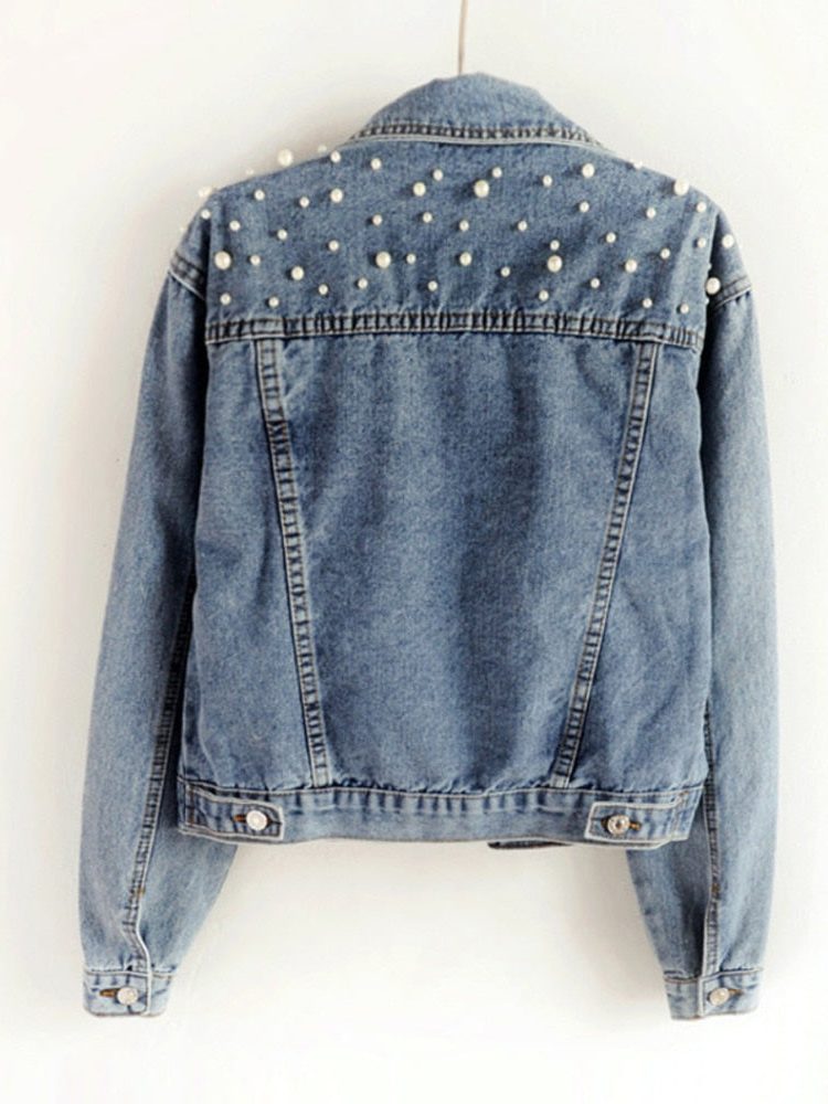 Veste en Jean Oversize avec Perles pour Femme