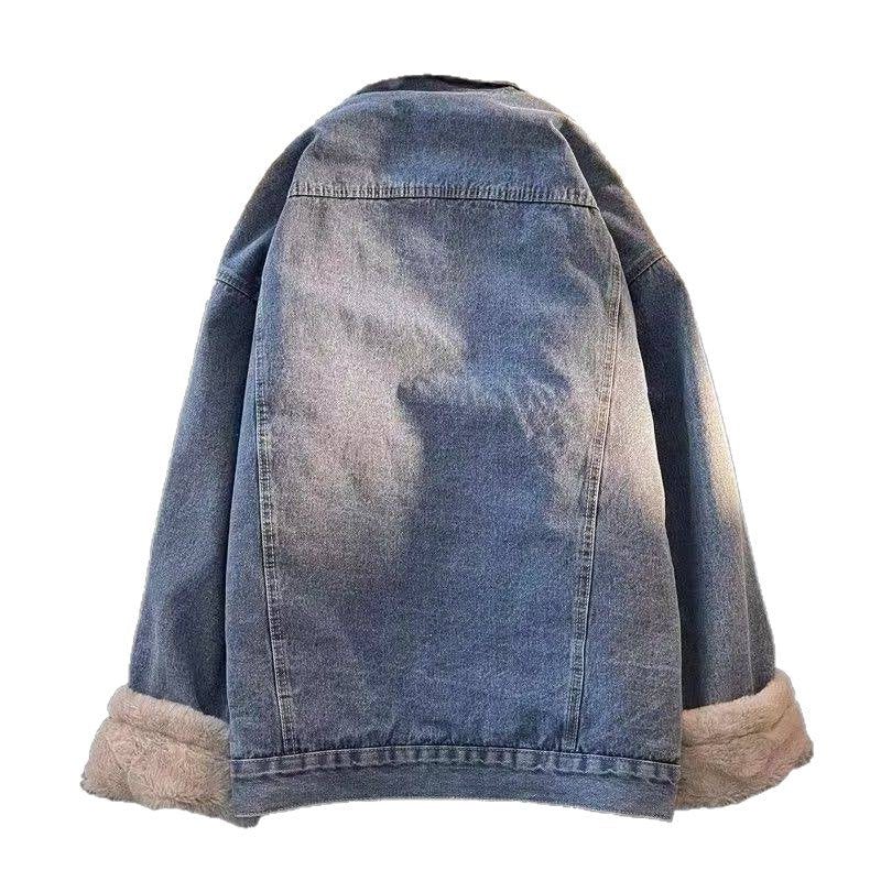 Veste en Jean Oversize Doublée Teddy pour Femme - View 5