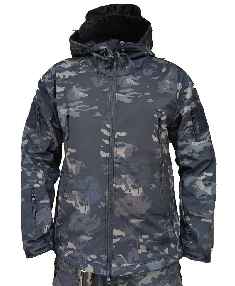 Veste Imperméable avec Col Montant pour Femme - Camouflage noir
