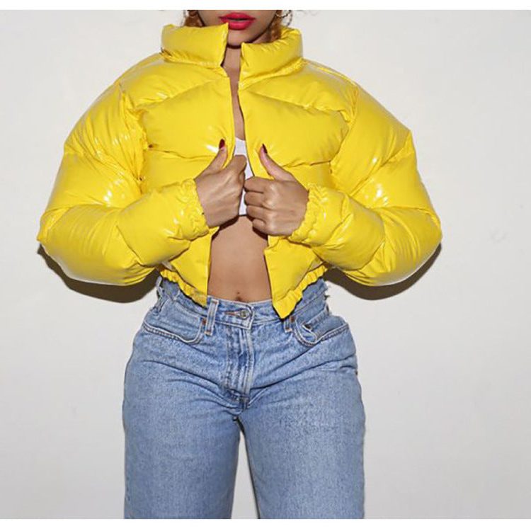 Veste Matelassée Brillante à Col Montant pour Femme