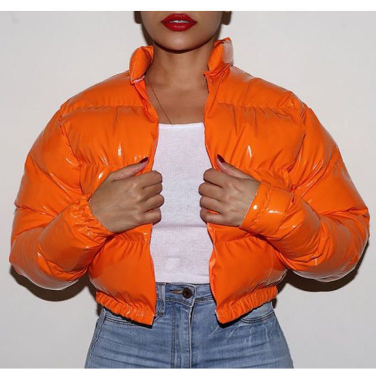 Veste Matelassée Brillante à Col Montant pour Femme - View 3