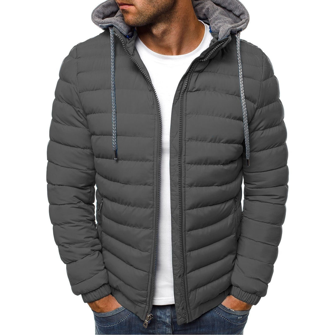 Veste Matelassée à Capuche Amovible pour Homme