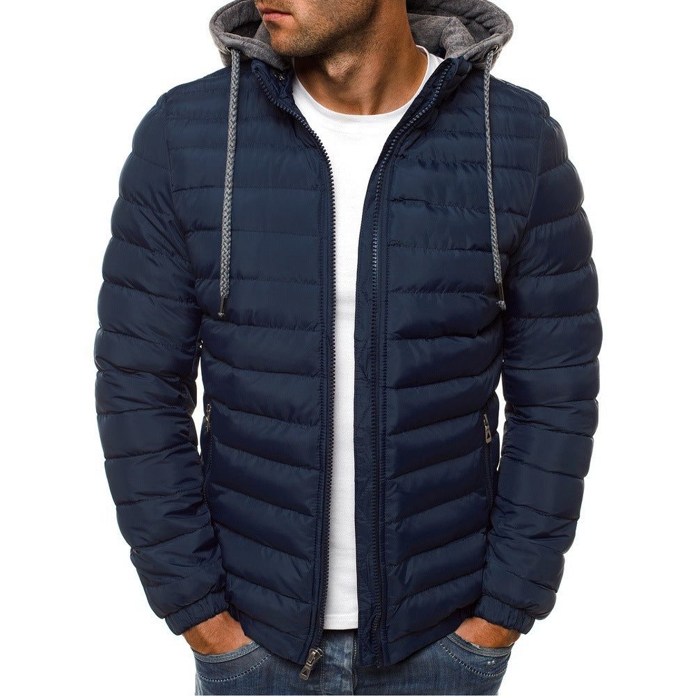 Veste Matelassée à Capuche Amovible pour Homme - Bleu marine