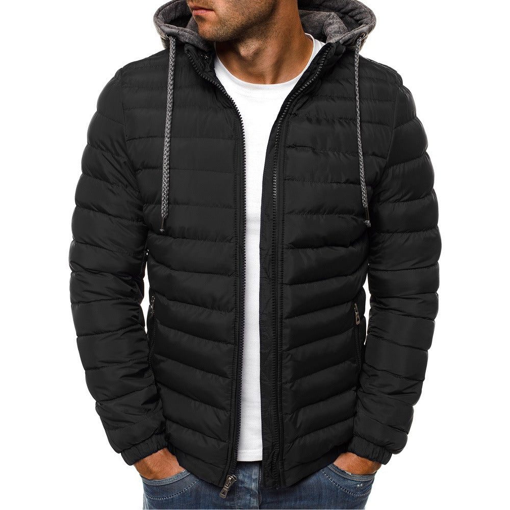 Veste Matelassée à Capuche Amovible pour Homme - Noir