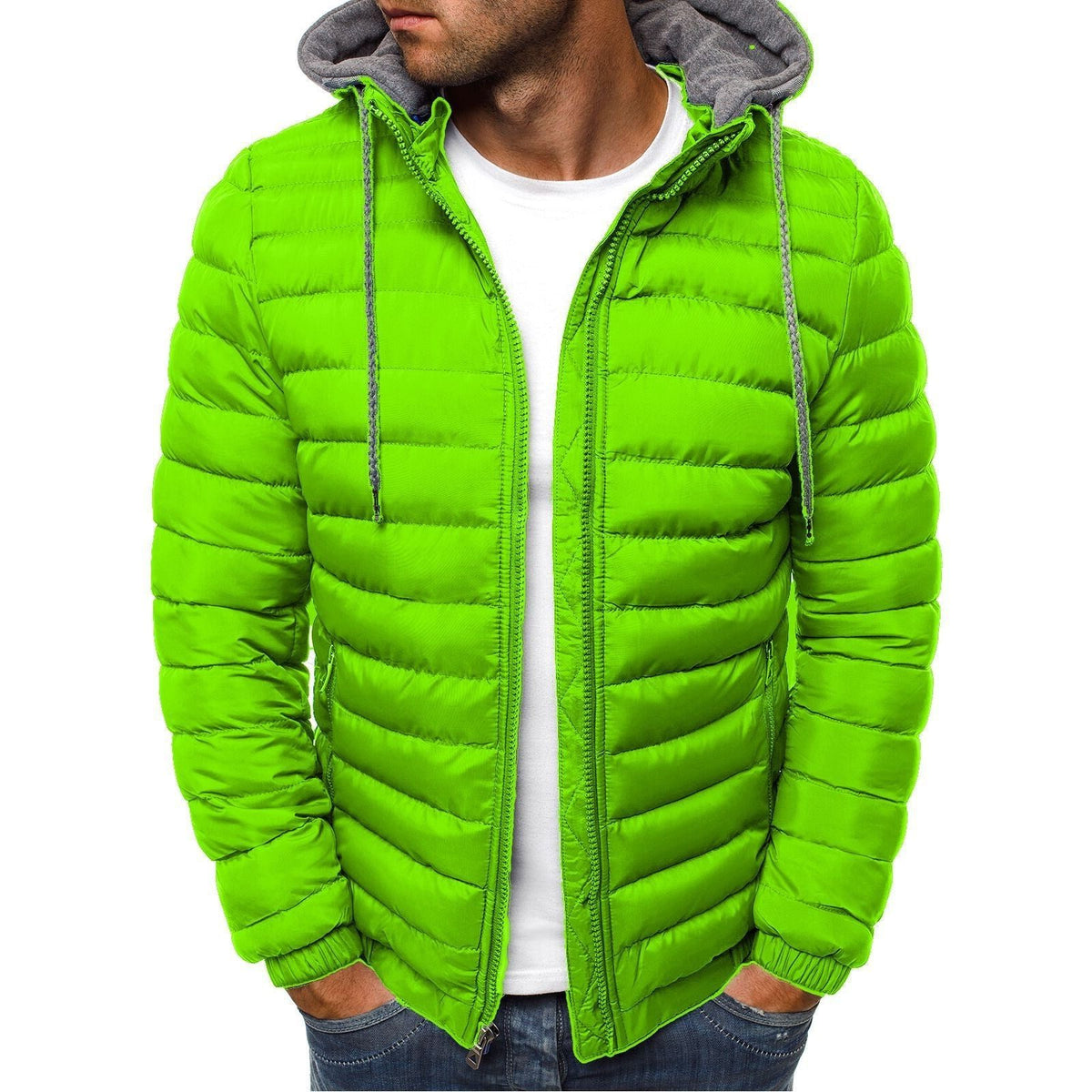 Veste Matelassée à Capuche Amovible pour Homme - Vert