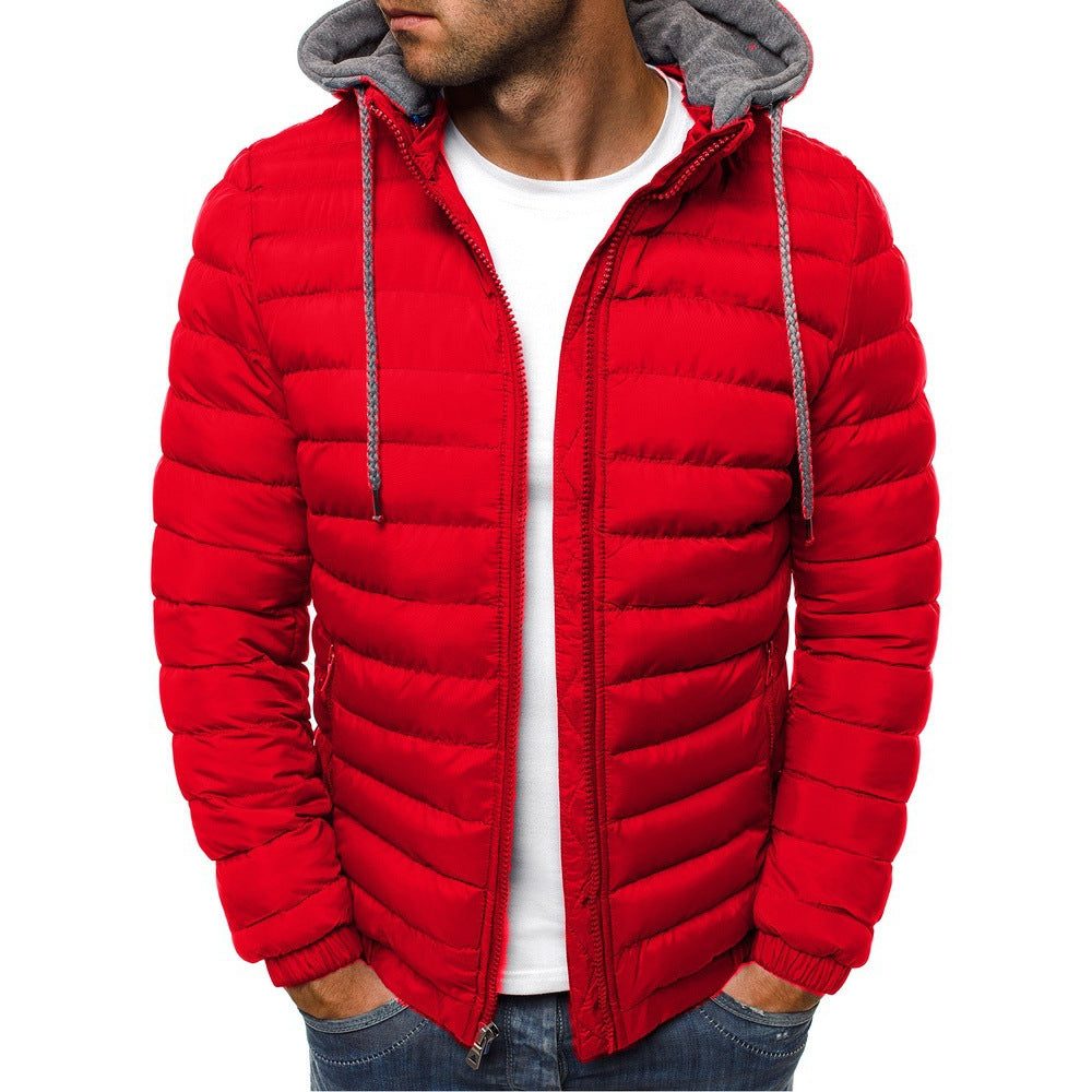 Veste Matelassée à Capuche Amovible pour Homme - Rouge