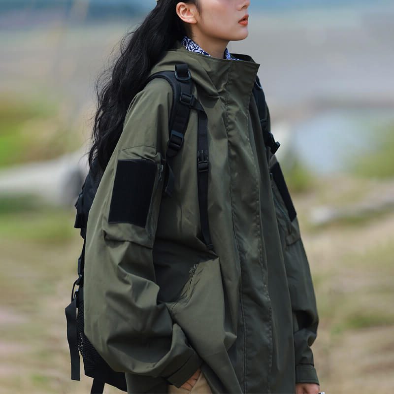 Veste Oversize avec Fermeture Éclair pour Femme - Vert